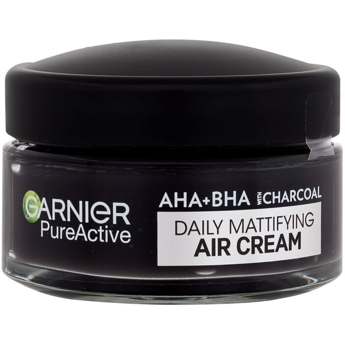 Garnier Pure Active AHA + BHA Charcoal Daily Mattifying Air Cream - Zmatňující denní pleťový krém 50 ml