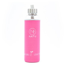 Sklenená fľaša v ružovom termo obale Natu 550 ml
