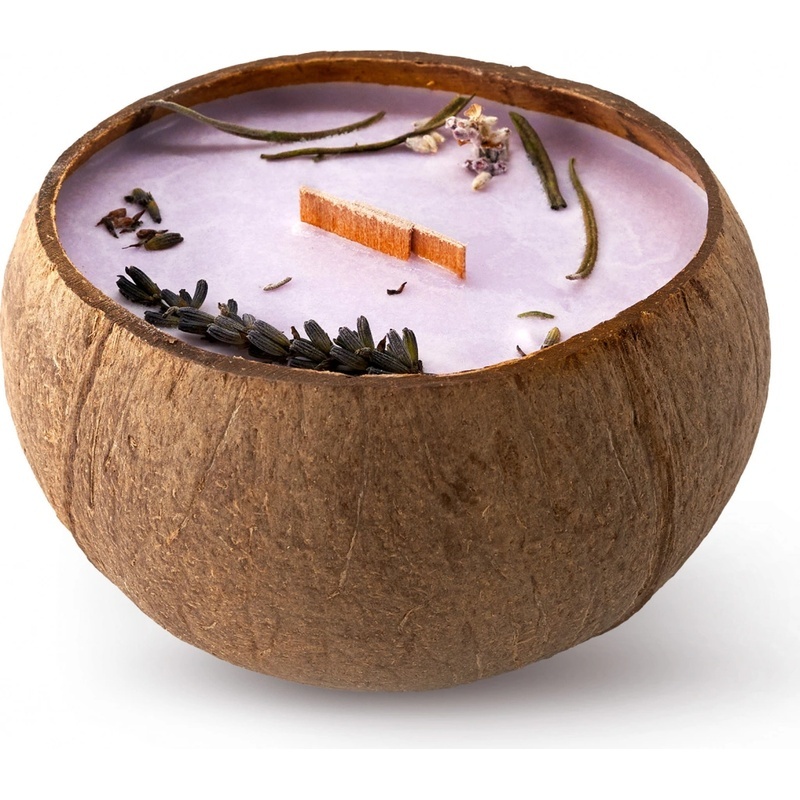 Svíčka v kokosu - vůně levandule