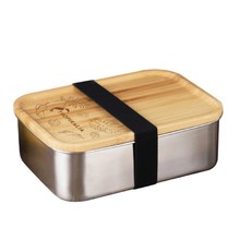 Nerezový lunch box s dřevěným víkem
