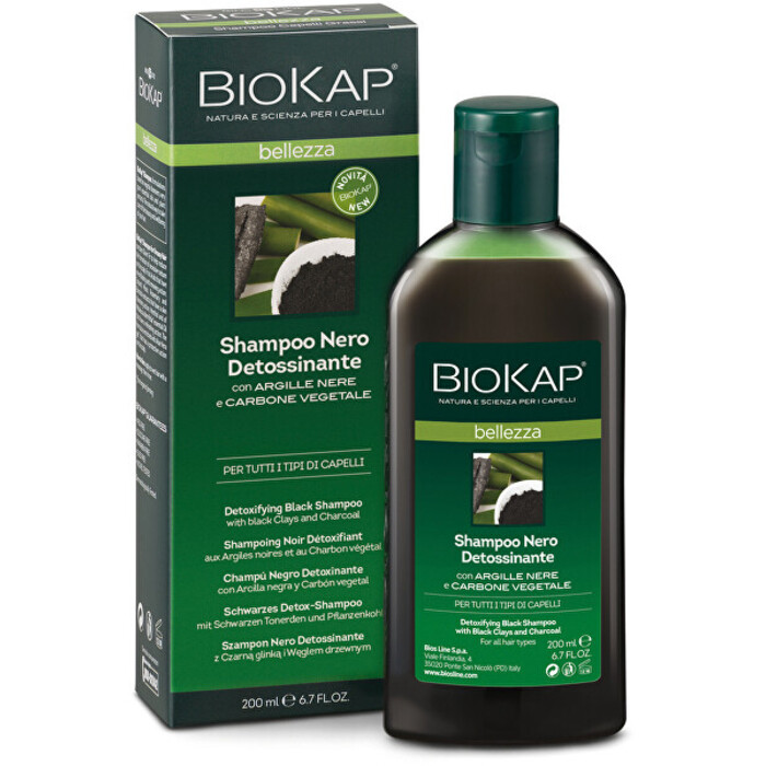 Biokap Detoxikační šampon na vlasy s černým jílem a aktivním uhlím 200 ml
