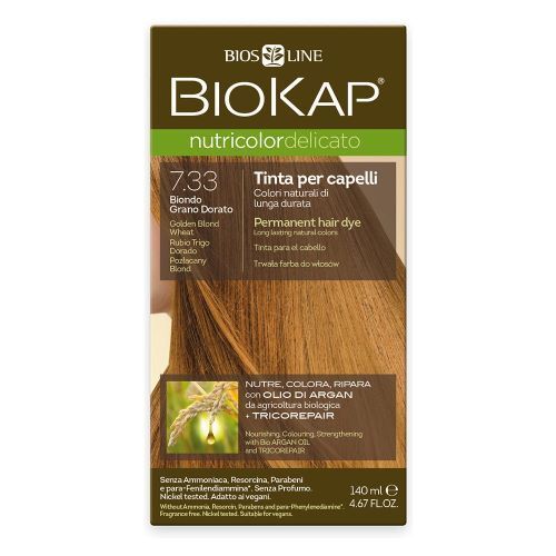 Biokap NUTRICOLOR DELICATO - Barva na vlasy - 7.33 Blond Zlatá pšenice 140 ml