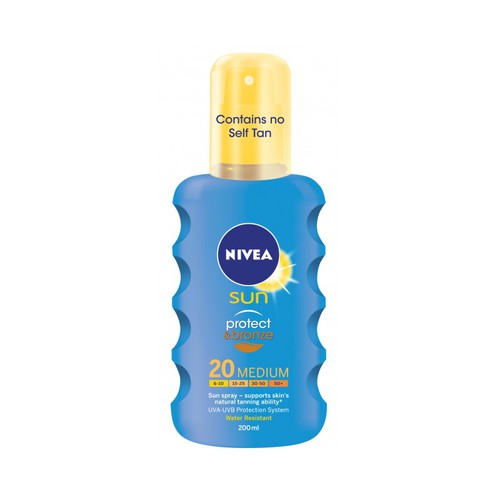 Nivea Sun Protect & Bronze Sun Spray - Intenzivní sprej na opalování SPF 20 200 ml