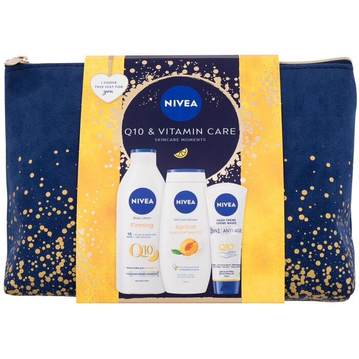 Q10 & Vitamin Care Set - Dárková sada tělové mléko Q10 Vitamin C Firming 400 ml a sprchový gel Apricot & Apricot Seed Oil 250 ml a krém na ruce Q10 An