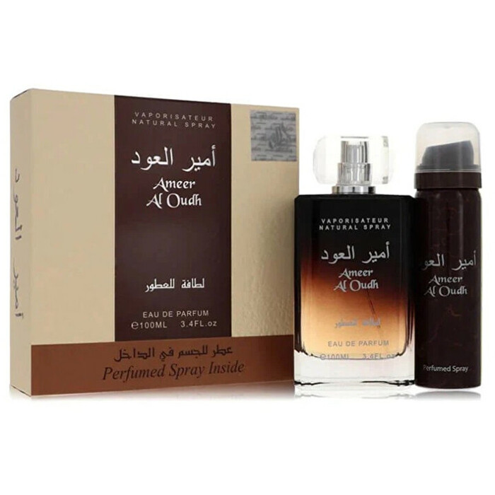 Lattafa Perfumes Ameer Al Oudh Dárková sada unisex parfémovaná voda 100 ml a deospray 50 ml