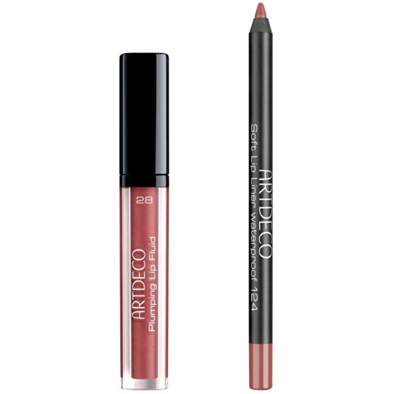 Plumping Lip Fluid + Soft Lip Liner Waterproof Set 28 - Sada pro líčení rtů