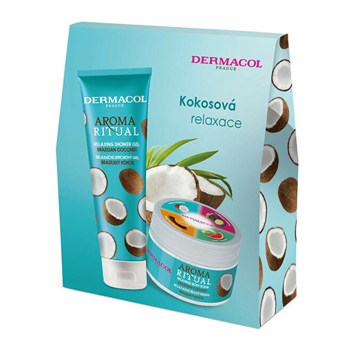 Dermacol Aroma Ritual Brazilian Coconut sprchový gel 250 ml + tělový peeling 200 ml dárková sada