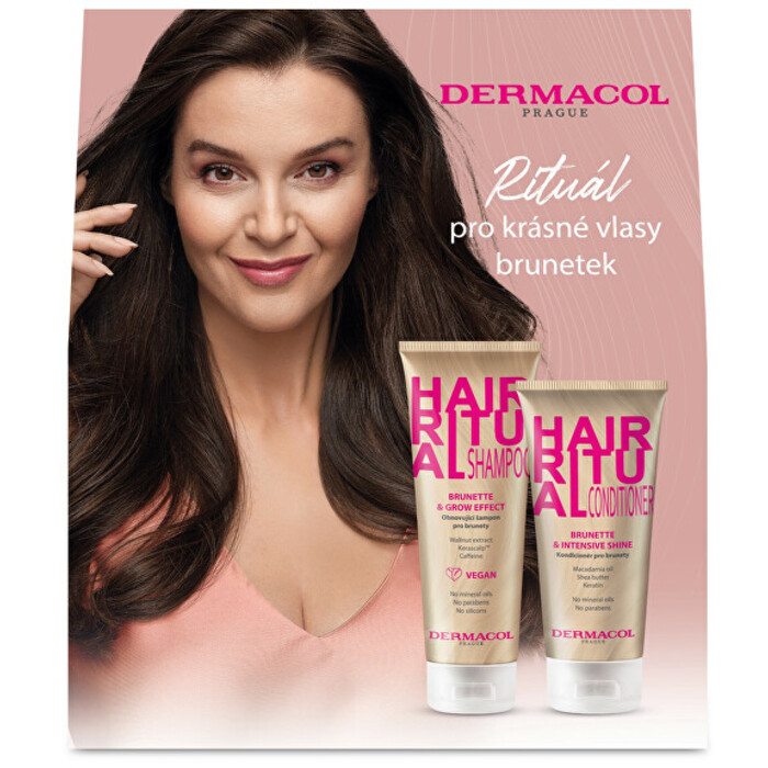 Dermacol Hair Ritual obnovující šampon pro hnědé odstíny vlasů 250 ml + kondicionér pro hnědé odstíny vlasů 200 ml