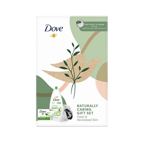 Dove Refreshing Body Care Set - Dárková sada tělové péče s mycí houbou