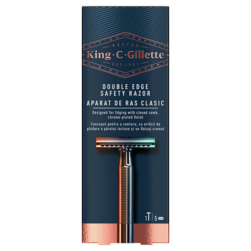 Gillette King Double Edge Safety Razor - Holicí strojek + 5 náhradních žiletek