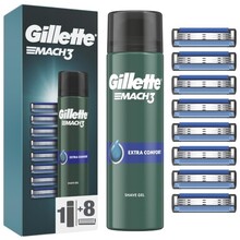Gillette Mach3 Extra Comfort Shave Gél Set (8 ks) - Náhradná hlavica + Gél na holenie
