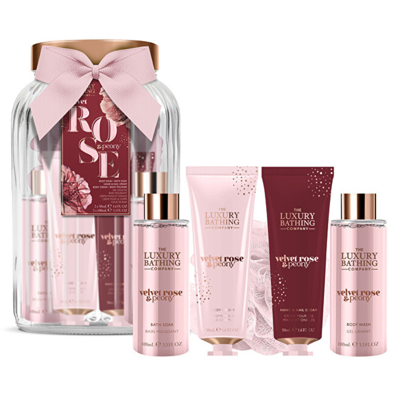 Velvet Rose Dárková sada ve skleněné dóze ( Růže & Pivoňka )