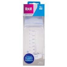 Baby Shower Glass Bottle Blue - Sklenená fľaša s dynamickým cumlíkom 250 ml

