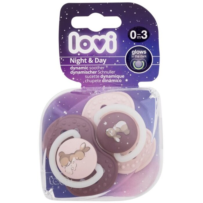 LOVI Night & Day Dynamic Soother Girl ( 2 ks ) - Dudlík 0 ks - 0-3m