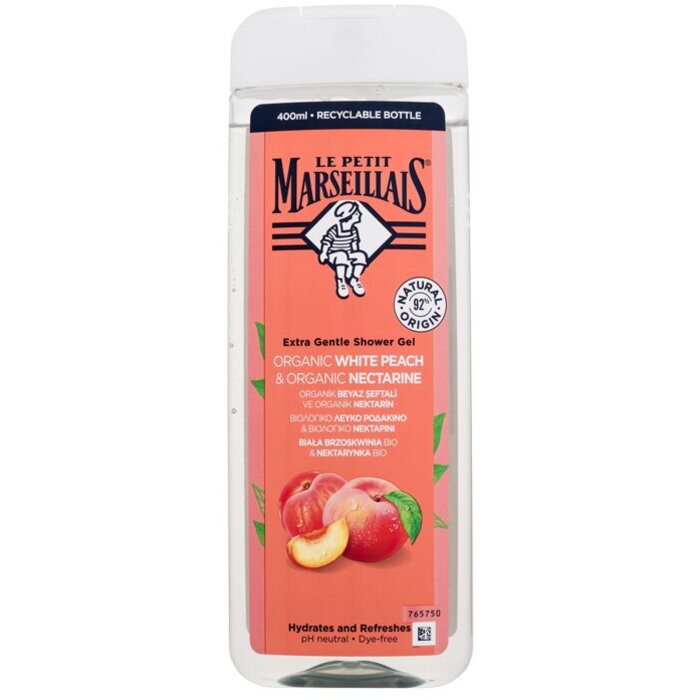 Extra Gentle Shower Gél Organic White Peach & Organic Nectarine - Hydratačný a osviežujúci sprchový gél
