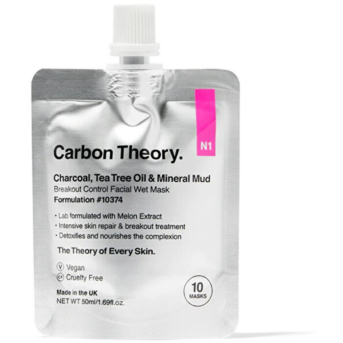 Carbon Theory Charcoal, Tea Tree Oil & Mineral Mud Breakout Control Facial Wet Mask - Minerální bahenní maska 50 ml