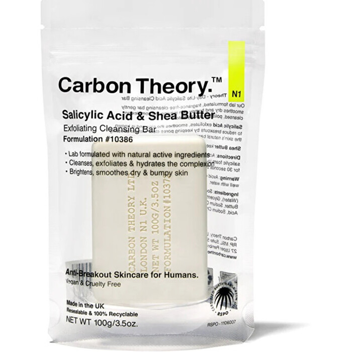Carbon Theory Salicylic Acid & Shea Butter Exfoliating Cleansing Bar - Čisticí pleťové mýdlo 100 g