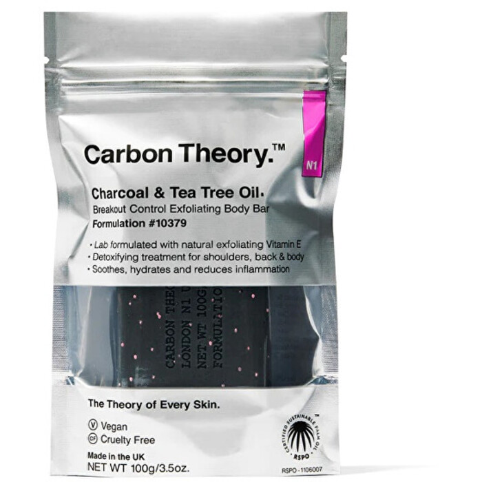Carbon Theory Charcoal & Tea Tree Oil Breakout Control Exfoliating Body Bar - Exfoliační tělové mýdlo 100 g