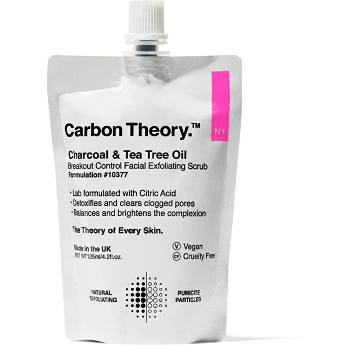 Carbon Theory Charcoal & Tea Tree Oil Breakout Control Facial Exfoliating Scrub - Pleťový peeling 125 ml