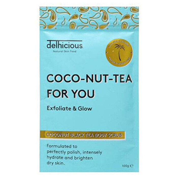 Delhicious Coco-Nut-Tea For You Coconut Black Tea Body Scrub - Tělový peeling 100 g