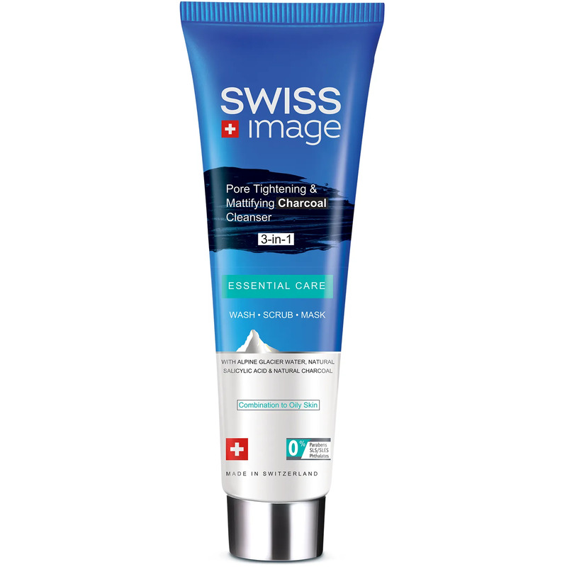 Essential Care Pore Tightening & Mattifying Charcoal Cleanser 3 in 1 - Multifunkční čisticí gel s aktivním uhlím