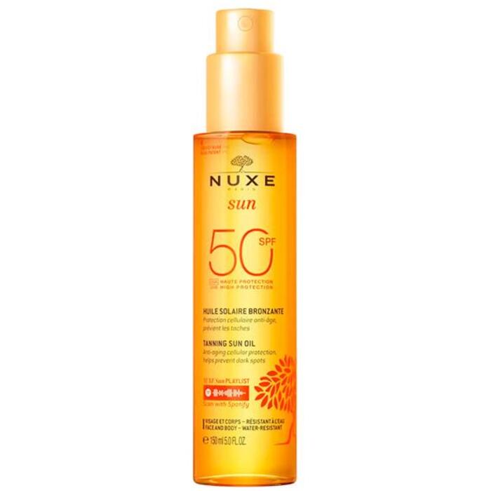NUXE Sun Tanning Sun Oil SPF50 voděodolný opalovací olej proti tmavým skvrnám a stárnutí pokožky 150 ml