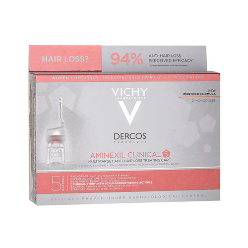 Vichy Dercos Aminexil Clinical 5 Pro Intensive Treatment - Vlasová kúra proti vypadávání vlasů pro ženy 21 ml