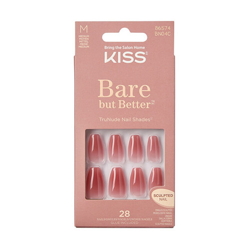 Kiss My Face Bare-But-Better Nails Nude Nude - Gelové nehty ( 28 ks )
