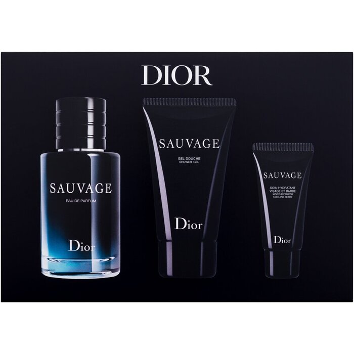 Dior Sauvage Dárková sada pánská parfémovaná voda 60 ml, sprchový gel 50 ml a hydratační krém na obličej a vousy 20 ml