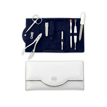 Luxurious Manicure Set Bianco 7 - Luxusní 7 dílná manikúra v bílém koženkovém pouzdře 