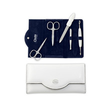 Luxurious Manicure Set Bianco 5 - Luxusní 5 dílná manikúra v bílém koženkovém pouzdře 