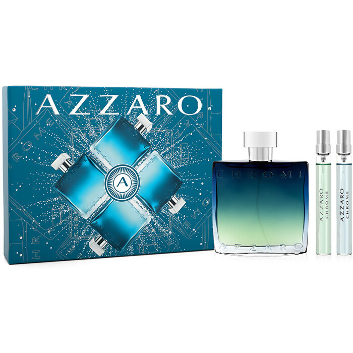 Azzaro Chrome Eau de Parfum Dárková sada pánská parfémovaná voda 100 ml, miniaturka pánská parfémovaná voda 10 ml a miniaturka pánská toaletní voda 10 ml