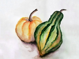Pumpkin, watercolor