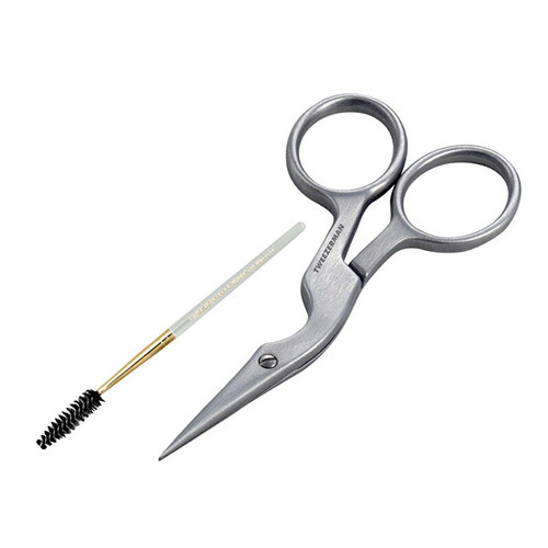 Brow Shaping Scissors & Brush Stainless Steel - Nůžky a kartáček na obočí