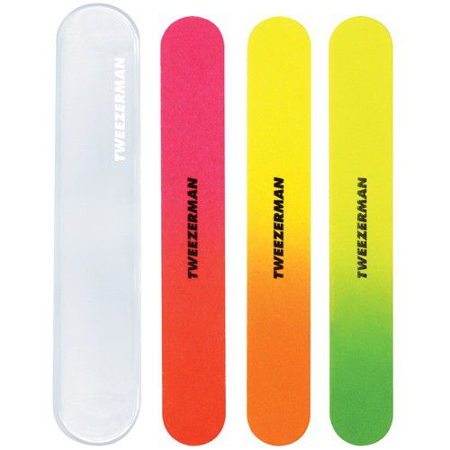 Tweezerman Neon Nail Files ( 3 ks ) - Neonové pilníky na nehty s pouzdrem
