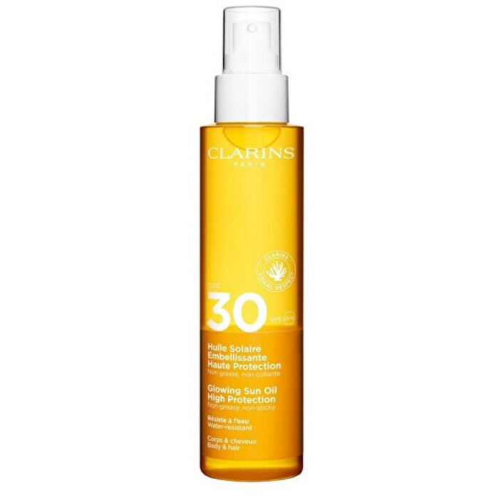 Clarins Glowing Sun Oil SPF 30 - Opalovací olej na tělo a vlasy 150 ml