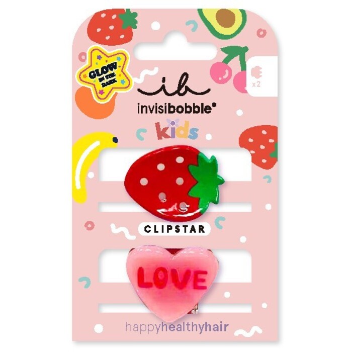 Clipstar Glow Frutti Strawberry - Škripček do vlasov 2 ks
