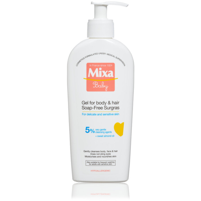 Mixa Baby Gel for body & hair Soap-Free Surgres - Extra vyživující mycí gel na tělo a vlásky pro děti 250 ml