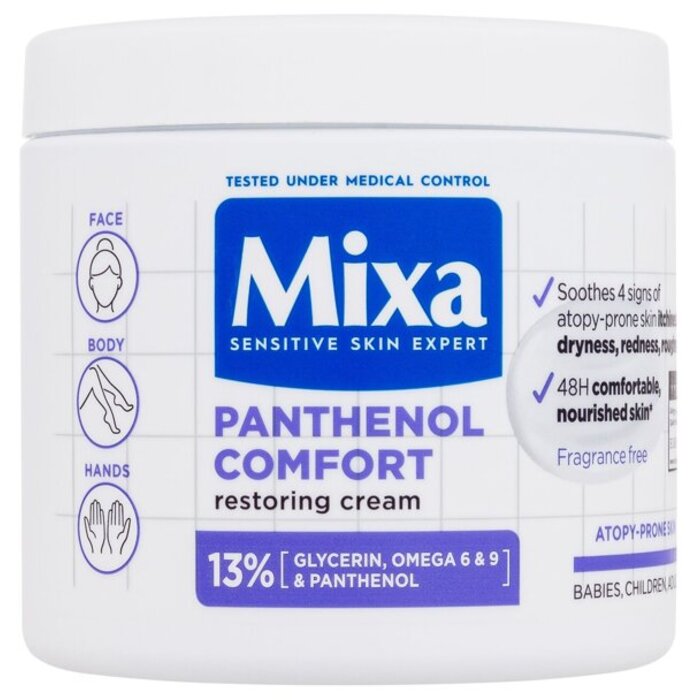 Mixa Panthenol Comfort Restoring Cream - Obnovující tělový krém pro pokožku se sklonem k atopii 400 ml