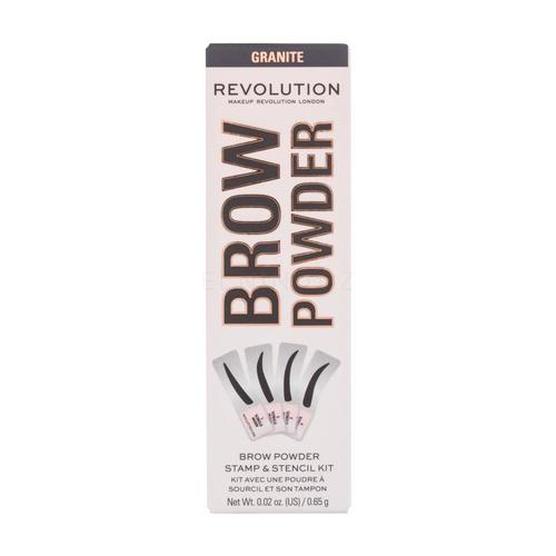Makeup Revolution Brow Powder Stamp & Stencil - Pudr na obočí se šablonami 0,65 g - Dark Brown