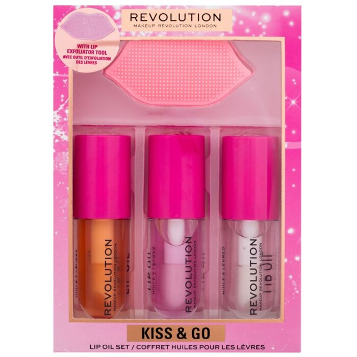 Makeup Revolution Kiss & Go Lip Oil Set - Dárková sada 5 ml