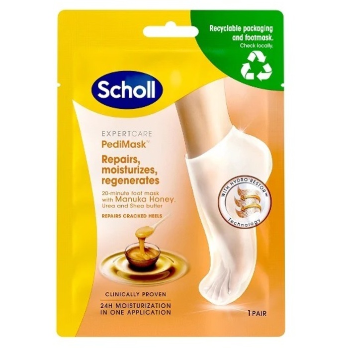 Scholl Expert Care PediMas Foot Mask With Manuka Honey 1 pár - Hydratační maska na nohy s manukovým medem