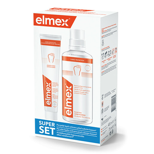 Elmex Caries Protection ústní voda 400 ml + zubní pasta 75 ml dárková sada