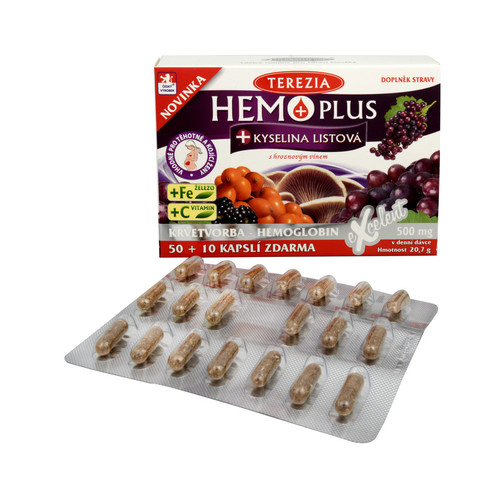 Hemo Plus + kyselina listová 50 kapslí + 10 kapslí ZDARMA