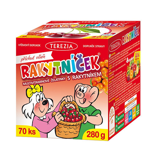Rakytníček multivitaminové želatinky s rakytníkem - příchuť višeň 70 ks