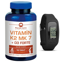 Vitamín K2 MK7 + D3 Forte 100 tbl. + 25 tbl. ZADARMO + Fitness náramok s krokomerom