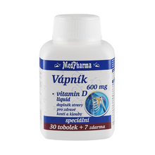 Vápník 600 mg + vitamín D liquid 30 tob. + 7 tob. ZDARMA