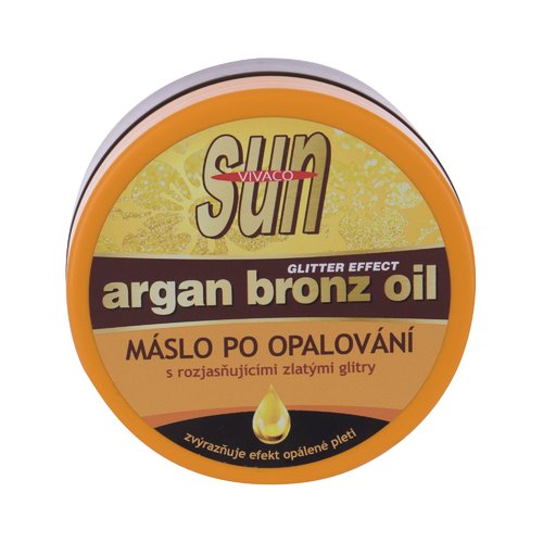Vivaco Sun Argan Bronz Oil - Máslo po opalování s rozjasňujícími zlatými glitry 200 ml