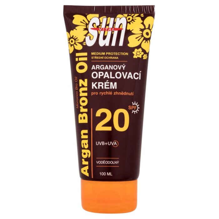 Vivaco Sun Argan Bronz Oil Tanning Cream SPF20 - Voděodolný opalovací krém 100 ml