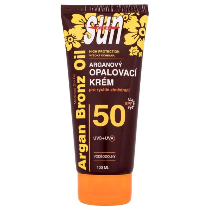 Vivaco Sun Argan Bronz Oil Tanning Cream SPF50 - Voděodolný opalovací krém 100 ml